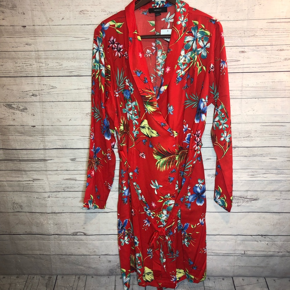 Forever 21 Plus Size Kimono Wrap Cardi LS Floral - Picture 7 of 7